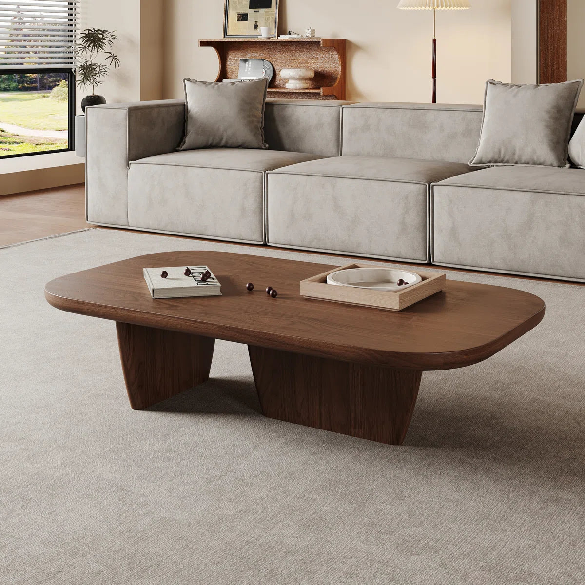 Minimalist Double Leg Rectangular Coffee Table