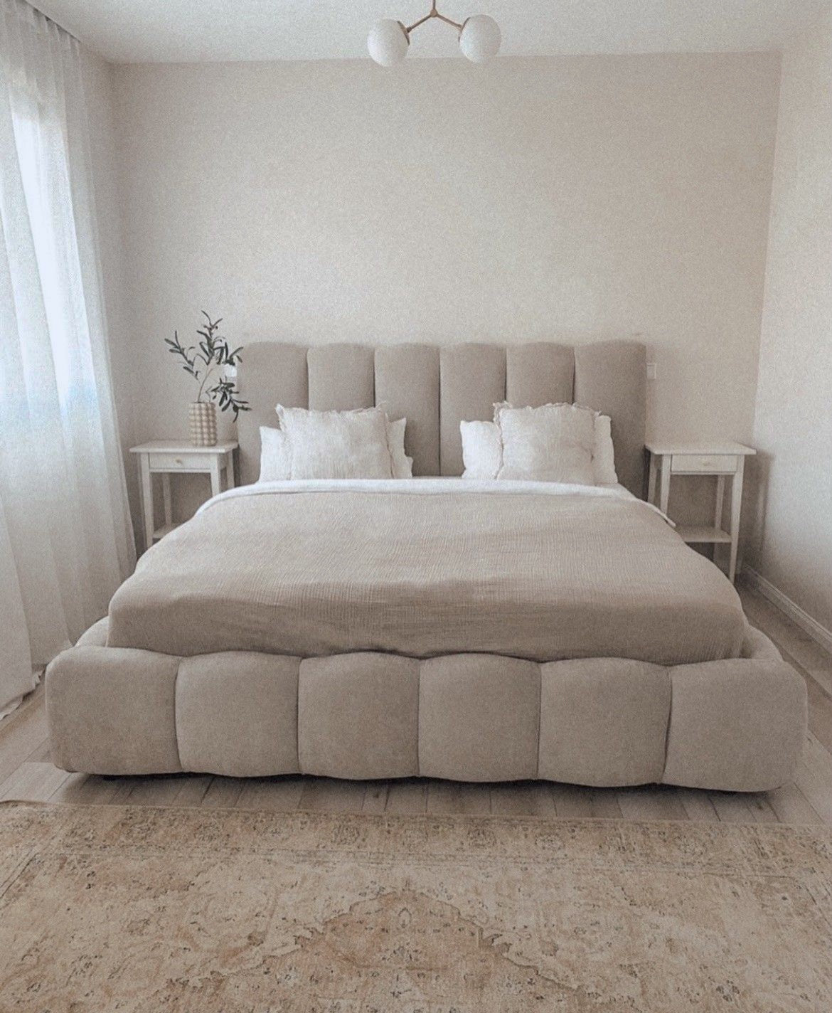 Natural Wood Fabric Bed- King Size