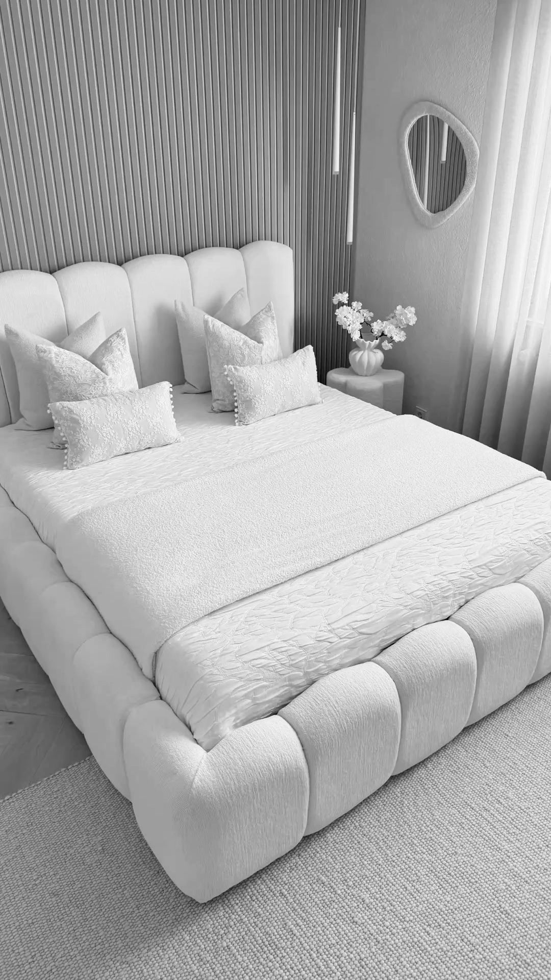 Natural Wood Farbic Bed- King Size