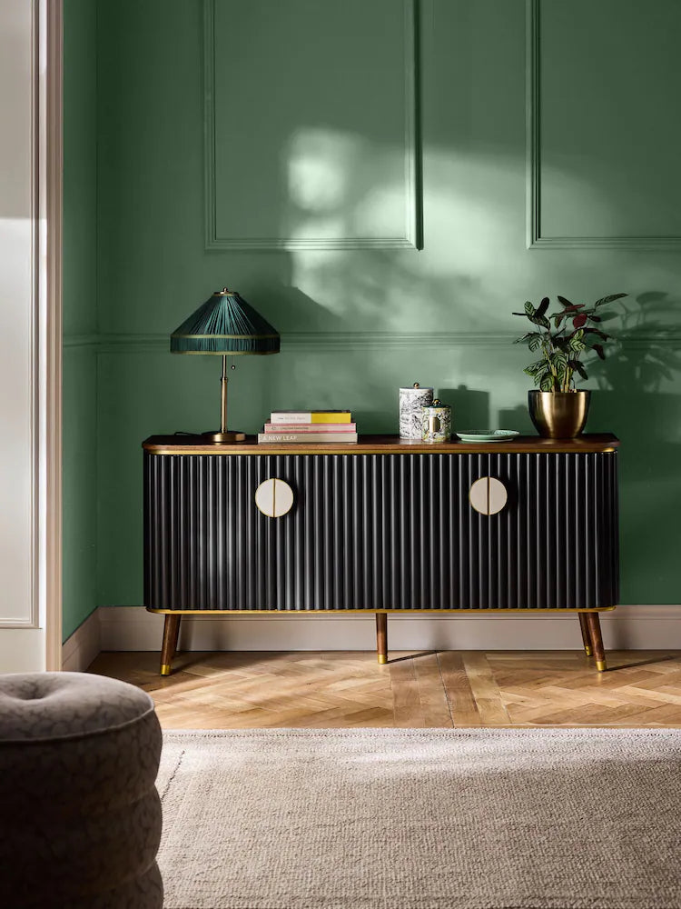 Ribbed Black Sideboard
