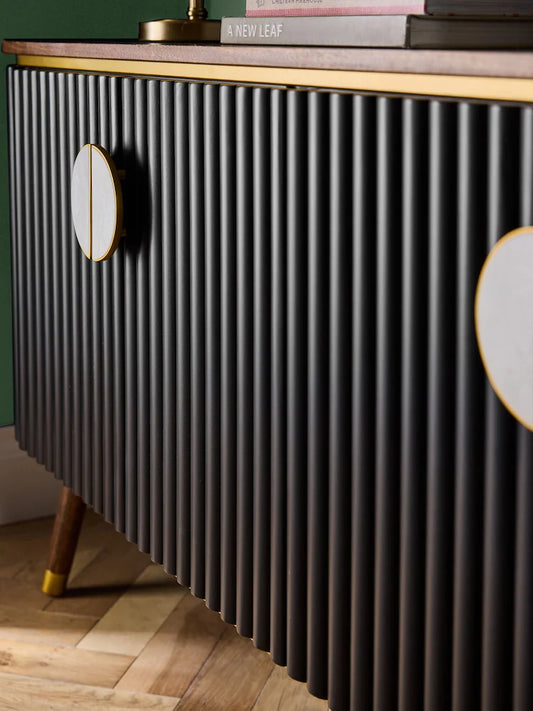 Ribbed Black Sideboard
