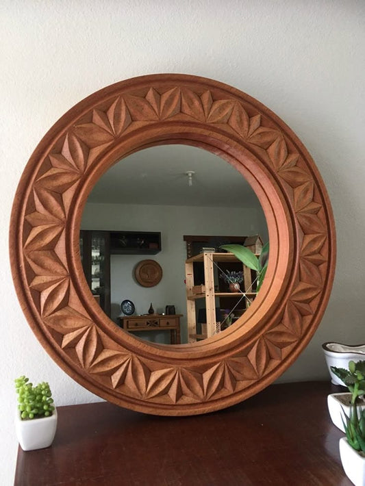 Round Wooden Mirror