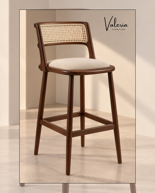Padded Seat Cane Bar Chair