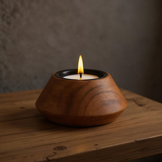 Walnut Tealight Candle Holder