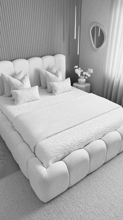 Natural Wood Farbic Bed- King Size