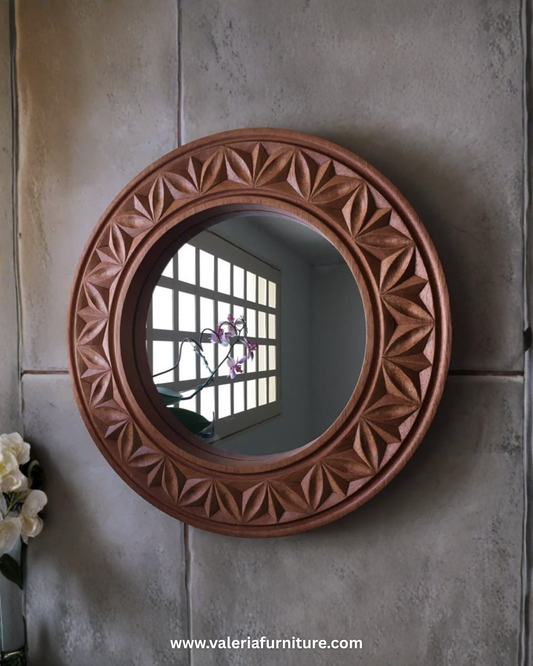 Round Wooden Mirror
