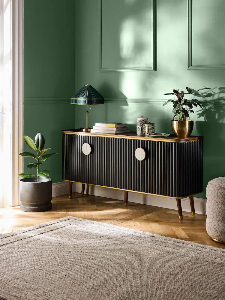 Ribbed Black Sideboard