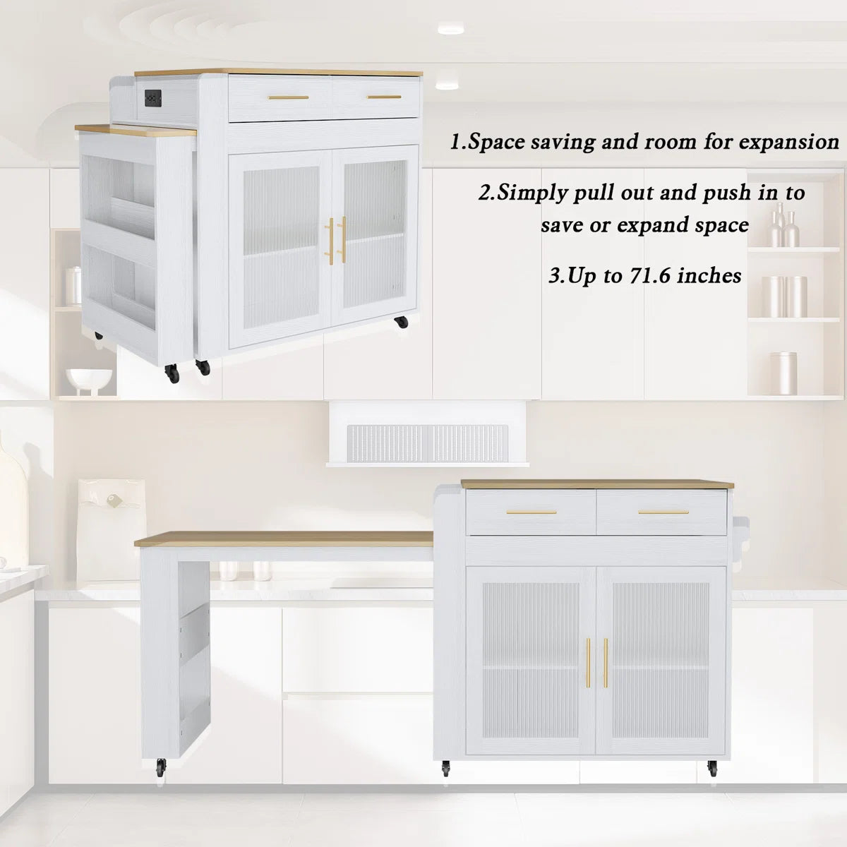 Extendable Rolling Kitchen Island