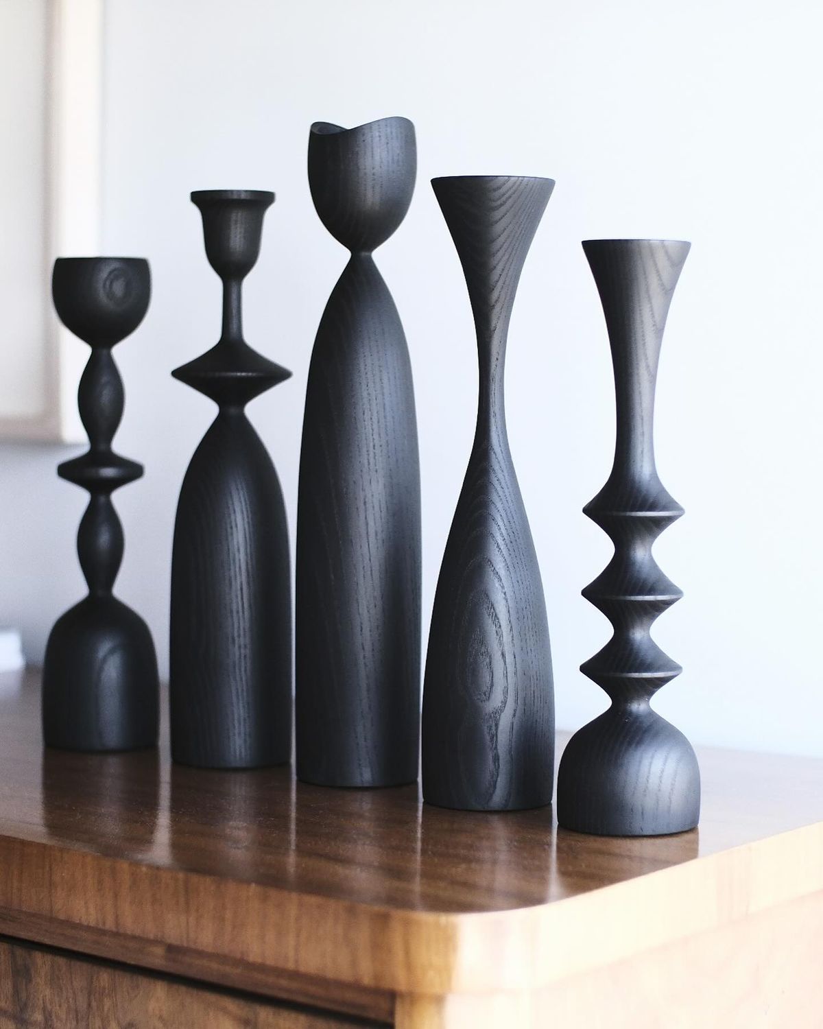 Black Candle Stick Holder Set- Black