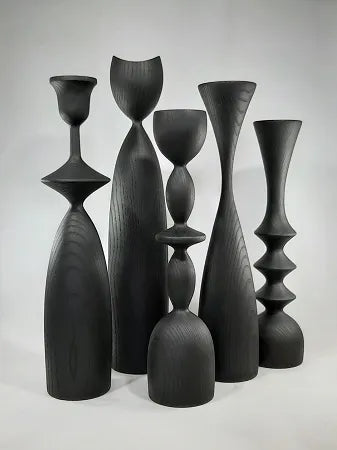 Black Candle Stick Holder Set- Black