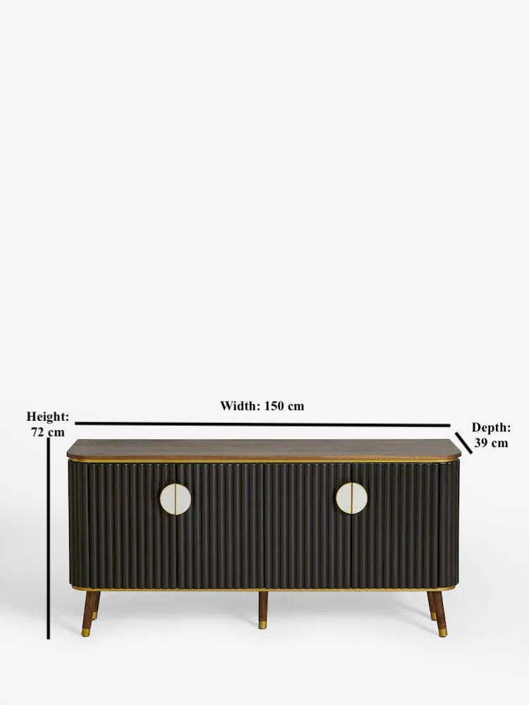 Ribbed Black Sideboard