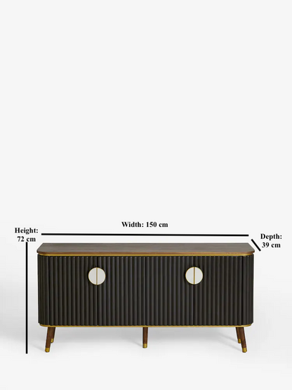 Ribbed Black Sideboard